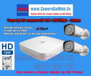 Trọn bộ 2 Camera 1M Dahua - 2 Lắp trọn bộ 2 Camera 1M Dahua tại Hải Phòng