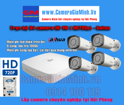 Trọn bộ 4 Camera 1M Dahua