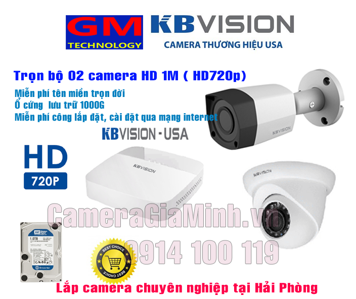 Trọn bộ 2 Camera 1M KBvision