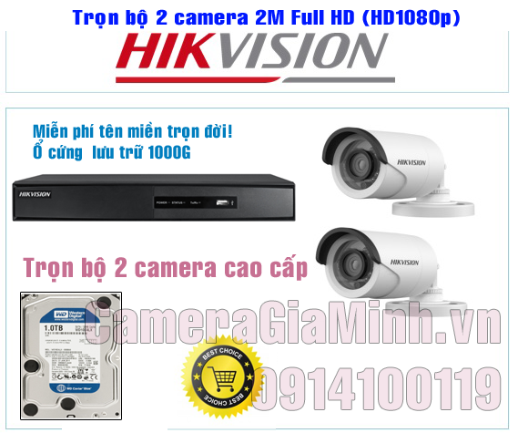 Trọn bộ 2 Camera Full HD 1080P 2MP