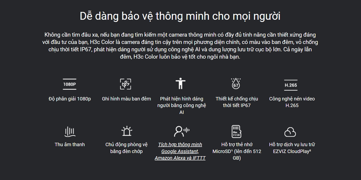 Camera Ngoài Trời Ezviz H3C 2MP (Color) - Camera GiaMinh