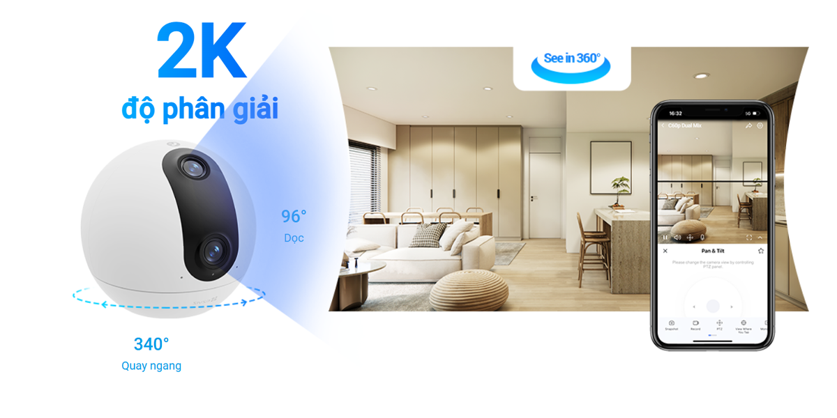 Camera Ống Kính Kép Trong Nhà Ezviz C60P 2K - 4 Camera Ống Kính Kép Trong Nhà Ezviz C60P 2K - Camera GiaMinh